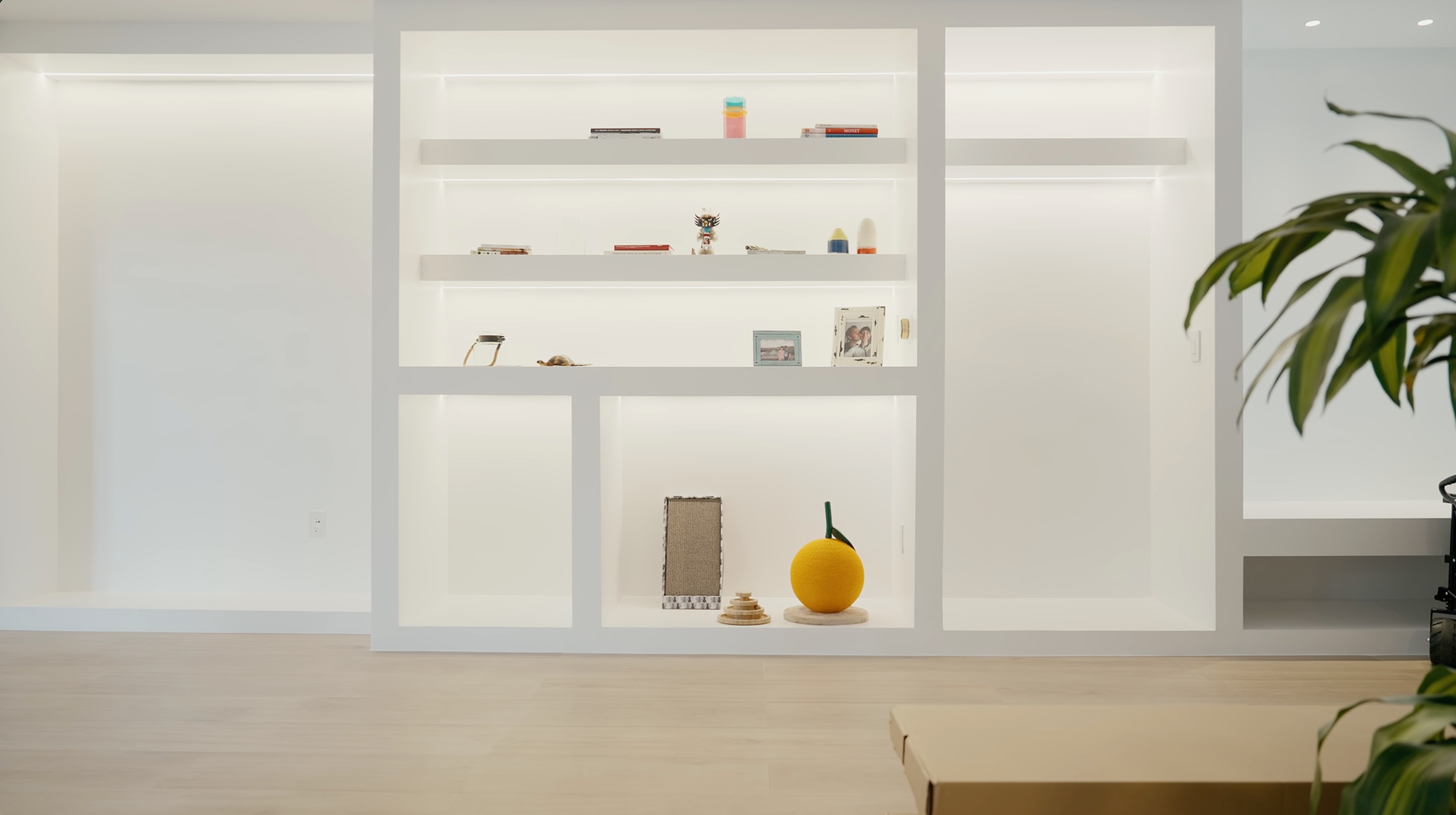 Custom built-in display shelving with integrated LED lighting